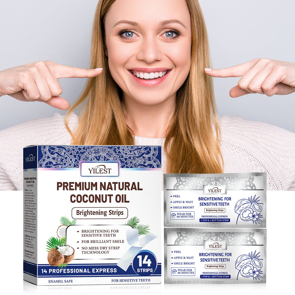 Yilest Teeth Whitening Strips with Coconut Oil - Professional Results at Home