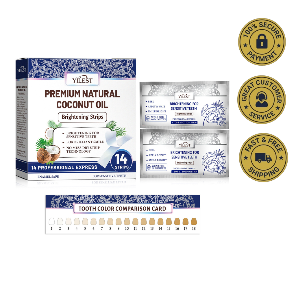 Yilest Teeth Whitening Strips with Coconut Oil - Professional Results at Home